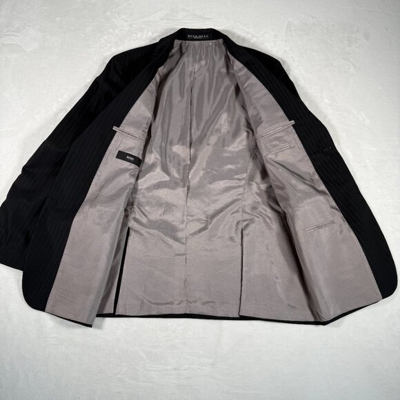 Hugo Boss Pasolini Movie US Blazer Men Size 40R Gray Striped 100% Wool Made USA - Picture 7 of 12